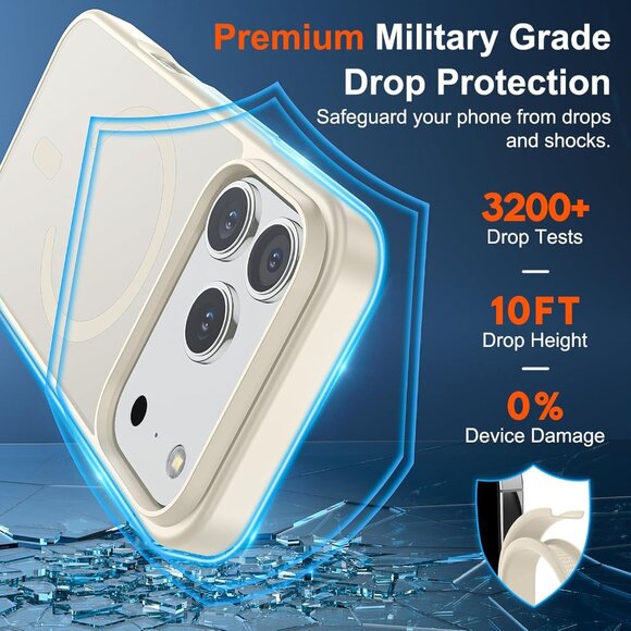 Antique White I-phone 17 Pro Max Case Compatible Mag Safe Matte Shockproof - Picture 3 of 7